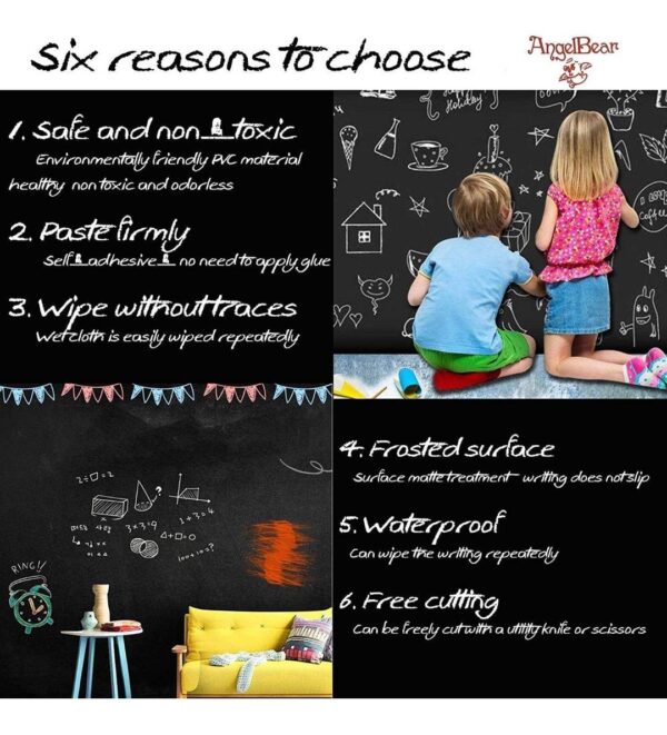 BLACKBOARD ERASABLE WALL STICKER CHALKBOARD STICKER REMOVABLE BLACKBOARD WALL STICKERS MURAL FOR KIDS ROOM - Image 4