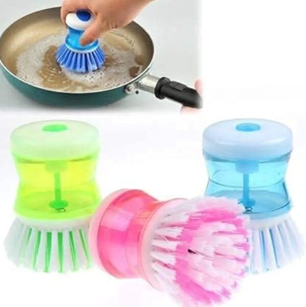 CLEANING BRUSH WITH LIQUID SOAP DISPENSER(Pack of 02) - Image 4