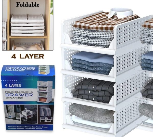 CLOTHES ORGANIZER 4 LAYER DRAWER FOR WARDROBE CUPBOARD ORGANIZER.... - Image 2