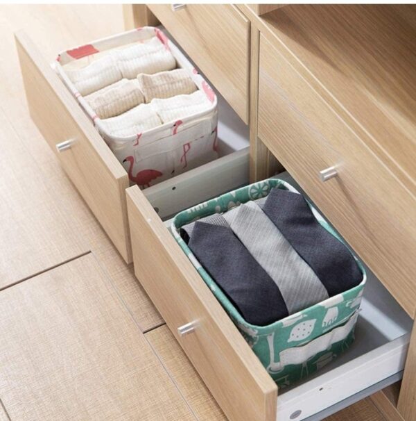 Foldable Multipurpose Storage Box Small Canvas Fabric Organizer Baskets for Organizing, Storage Box with Handles Boxes for Wardrobe (Multi) polyethylene, Rectangular (Pack of 4) - Image 8