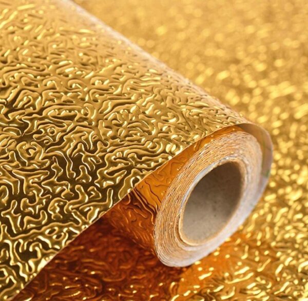 Golden High Gloss urniture Film Self Adhesive Waterproof Wallpaper for Walls Cupboard Door, Almirah, Fridge, Tabletop, Floor DIY & Renovation Project(60 cm * 2 M)...