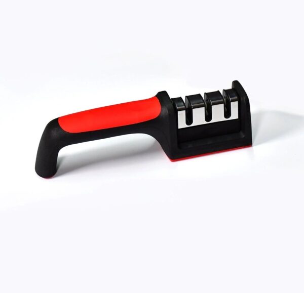 MANUAL RED KNIFE SHARPENER 3 STAGE SHARPENING TOOL FOR CERAMIC KNIFE AND STEEL KNIVES. - Image 2