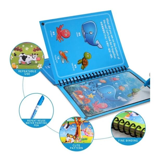 MAGIC WATER QUICK DRY BOOK WATER COLORING BOOK DOODLE WITH MAGIC PEN PAINTING BOARD... - Image 3