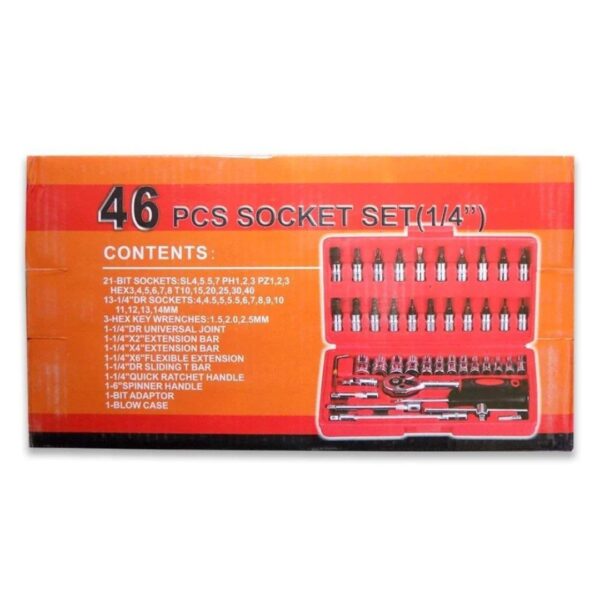 SOCKET 1 / 4 INCH COMBINATION REPAIR TOOL KIT (RED, 46 PCS)... - Image 3