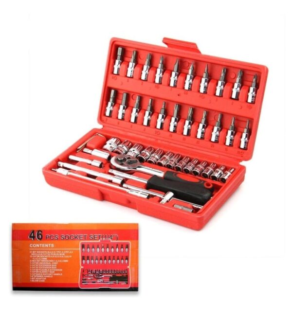 SOCKET 1 / 4 INCH COMBINATION REPAIR TOOL KIT (RED, 46 PCS)... - Image 4