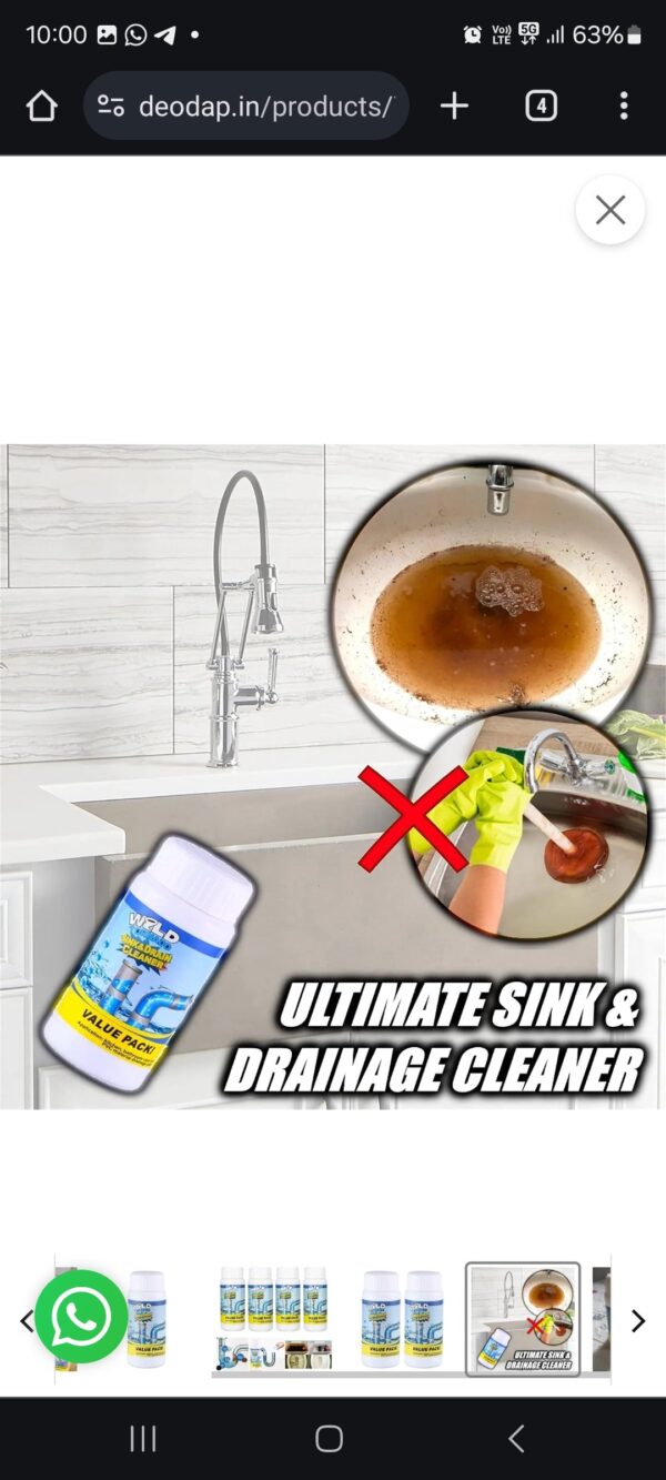 POWERFUL SINK AND DRAIN CLEANER, PORTABLE POWDER CLEANING TOOL SUPER CLOG REMOVER CHEMICAL POWDER AGENT FOR KITCHEN TOILET PIPE DREDGING (110 GM)... - Image 5