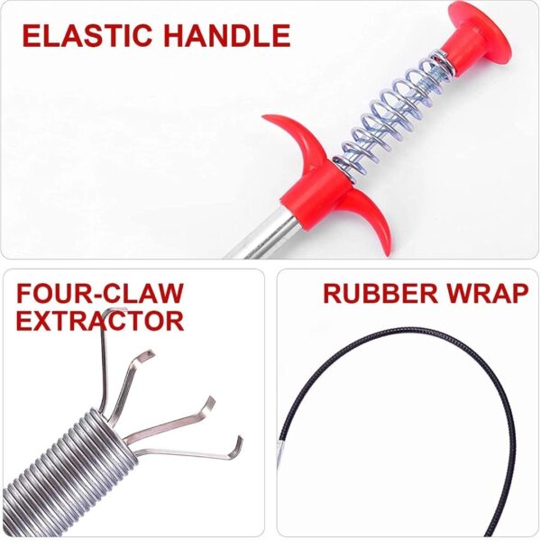 METAL WIRE BRUSH HAND KITCHEN SINK CLEANING HOOK SEWER DREDGING DEVICE - Image 2