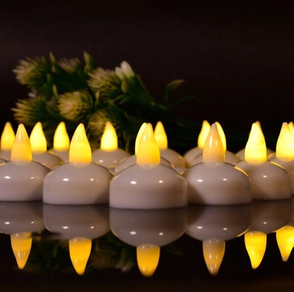 SET OF 06 FLAMELESS FLOATING CANDLES BATTERY OPERATED TEA LIGHTS TEALIGHT CANDLE - DECORATIVE, WEDDING.(DIYA , DIVO , DIVA , DEEPAK , JYOTI)