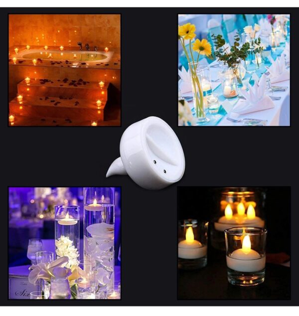 SET OF 06 FLAMELESS FLOATING CANDLES BATTERY OPERATED TEA LIGHTS TEALIGHT CANDLE - DECORATIVE, WEDDING.(DIYA , DIVO , DIVA , DEEPAK , JYOTI) - Image 4