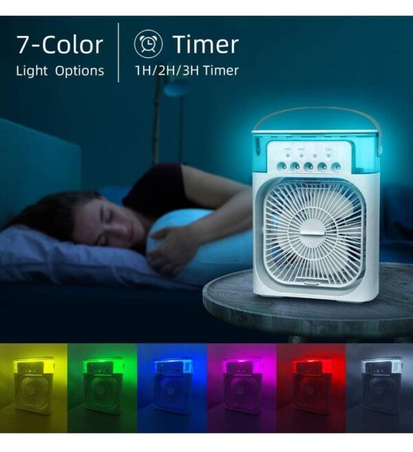 Mini Air Cooler, USB Desk Fan, Personal Evaporative Cooler with 7 Colors LED Light... - Image 2