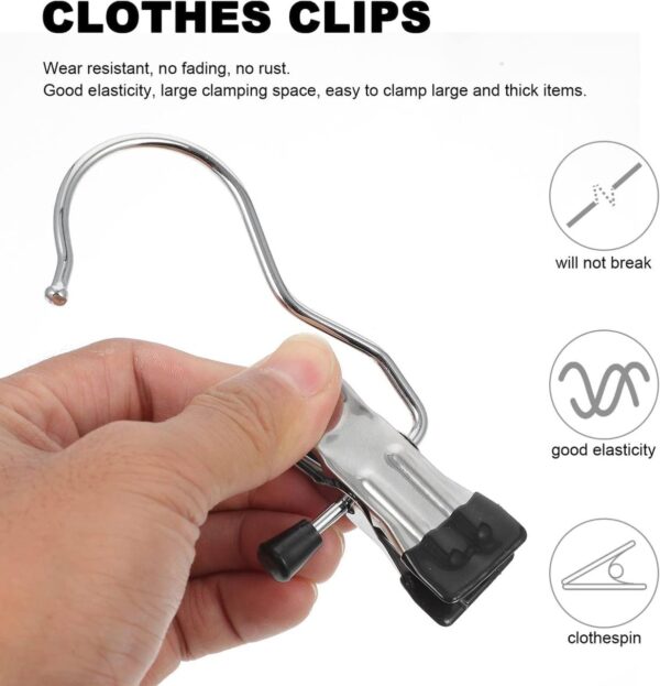 Steel Cloth Clip Stainless Steel Laundry Hooks Clip  6 Pcs... - Image 3