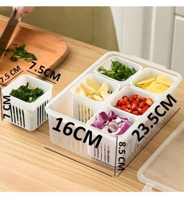 Plastic Fridge Storage Boxes Freezer Storage Containers  6 Grid Box... - Image 2